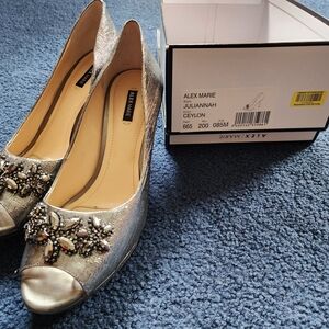 Alex Marie Silver Peep-Toe Women's Shoes